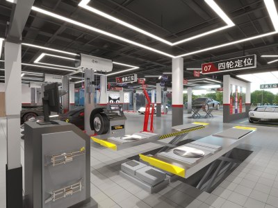 现代汽修店3D模型下载